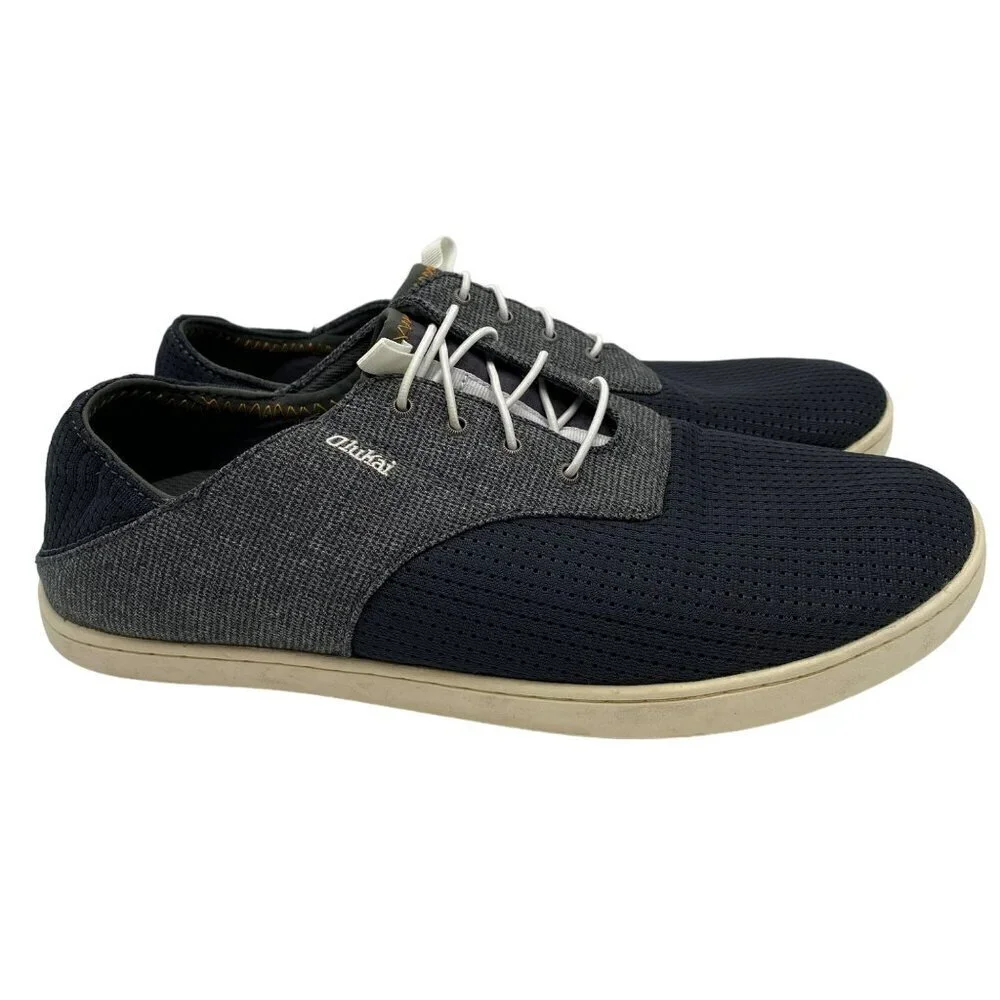 OluKai Nohea Moku Gray/White Mesh Slip-On Shoes Men's Size 9